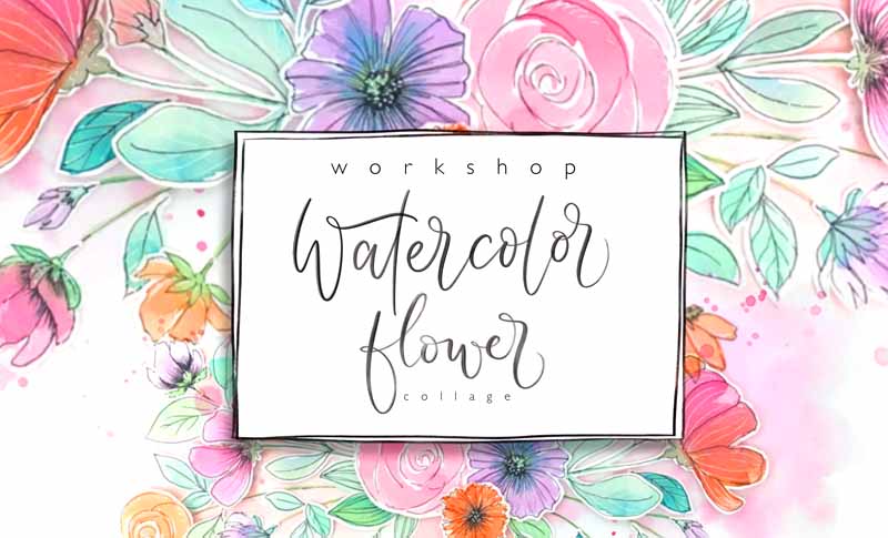 Watercolor flower collage